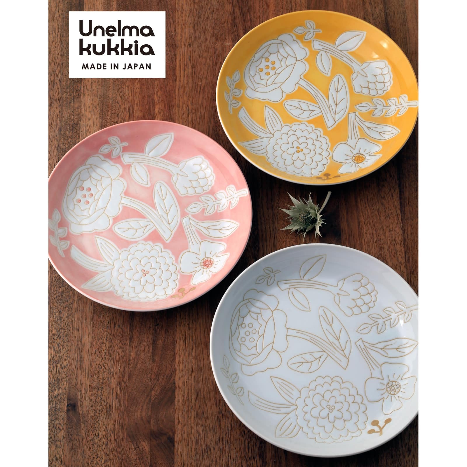 日本盤餐具【Unelma-kukkia】花朵圖案-輕量大盤子日本製餐具 (3)