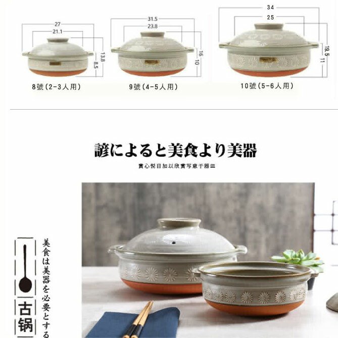 銀峰】日本製Ginpo萬古燒花三島砂鍋– 王球餐具
