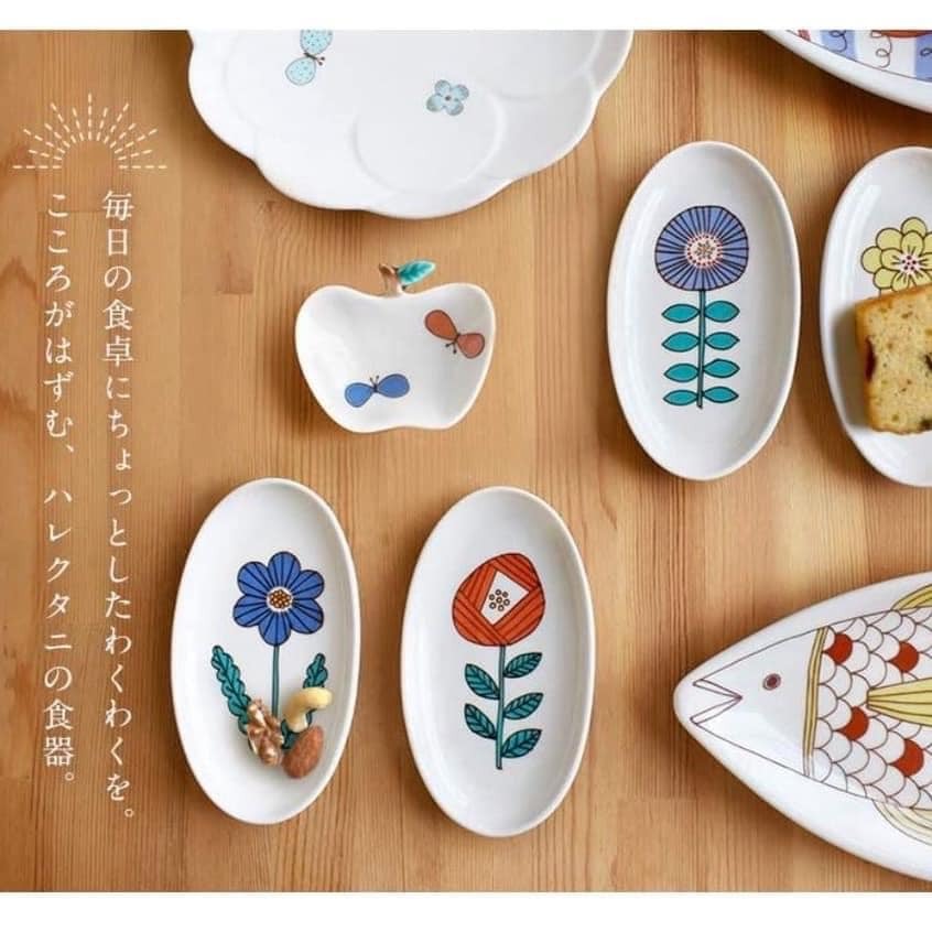餐具【HAREKUTANI】 九谷燒日本瓷器 陶瓷橢圓盤小菜碟 (6)