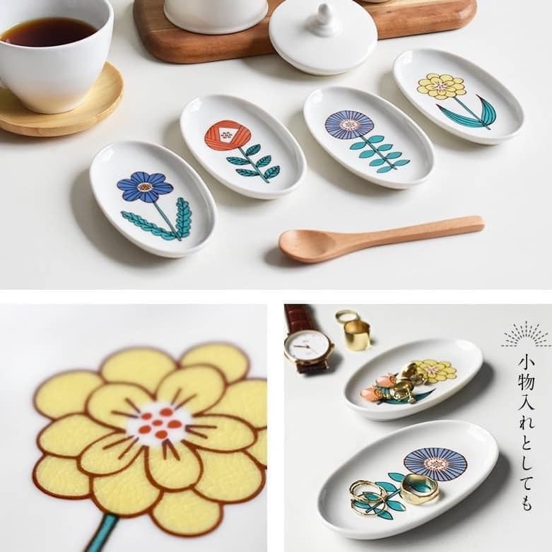 餐具【HAREKUTANI】 九谷燒日本瓷器 陶瓷橢圓盤小菜碟 (5)
