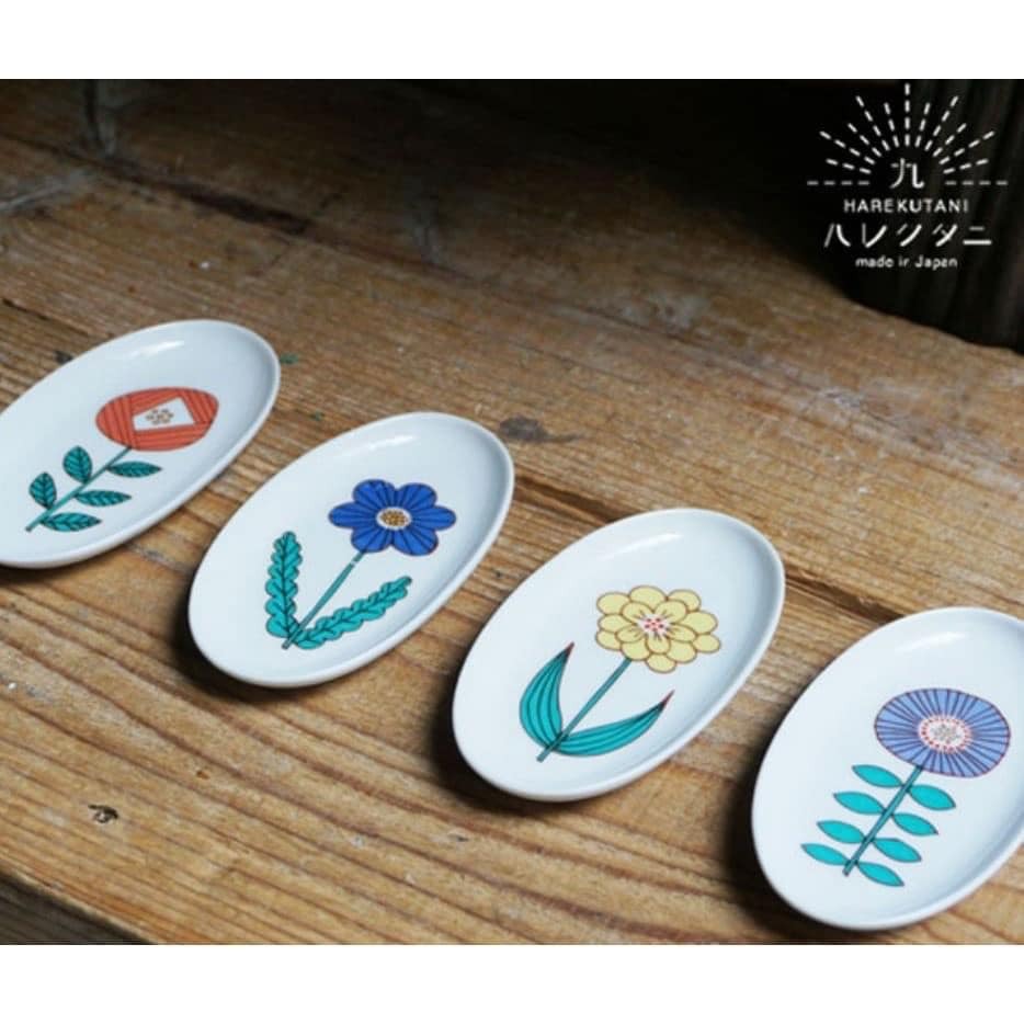 餐具【HAREKUTANI】 九谷燒日本瓷器 陶瓷橢圓盤小菜碟 (10)