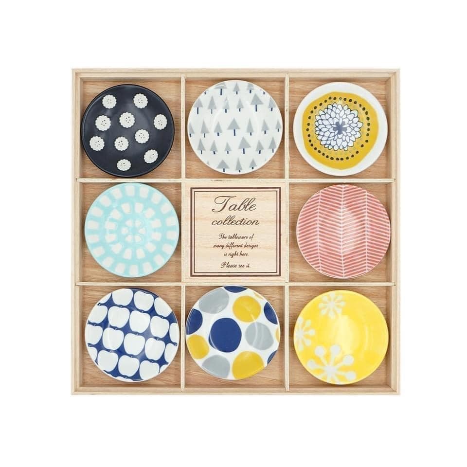 日本製 北歐風瓷盤 小碟子8入套組 日本餐具禮盒附木盒  (2)