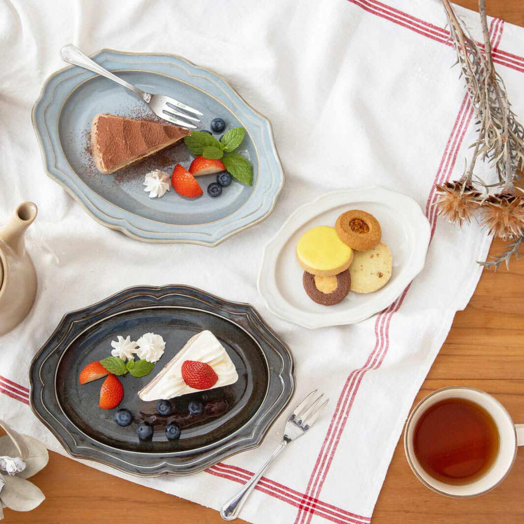 日本餐具【K-ai】Vanves 橢圓盤 美濃燒餐盤 23cm 日本製瓷盤