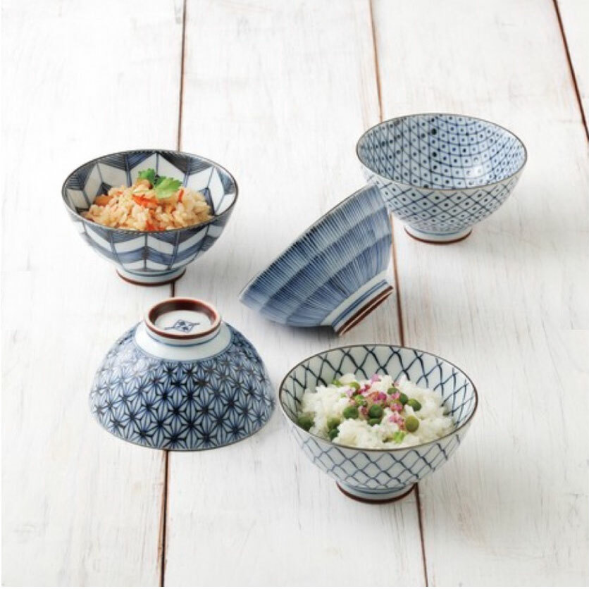 【西海陶器】古染繪變職人手繪飯碗五件組日本餐具組