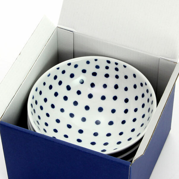 日本製西海陶器】日本輕量瓷波佐見燒五入飯碗組-藍丸紋14.5cm-餐具(2)