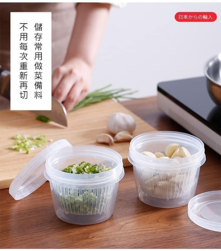 日本製造餐具可瀝水雙層餐具收納日本保鮮盒  圓600ml  方1100ml (3)