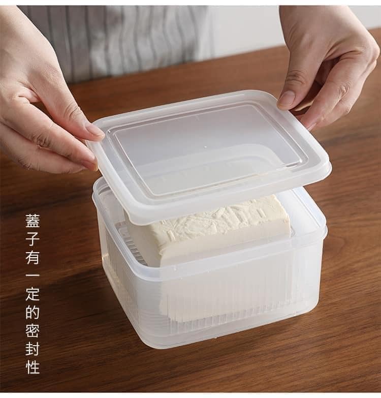 日本製造餐具可瀝水雙層餐具收納日本保鮮盒  圓600ml  方1100ml (2)
