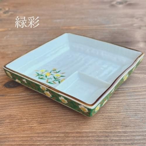 日本錦 四方隔板盤14.8cm 日本製瓷盤餐具 (4)
