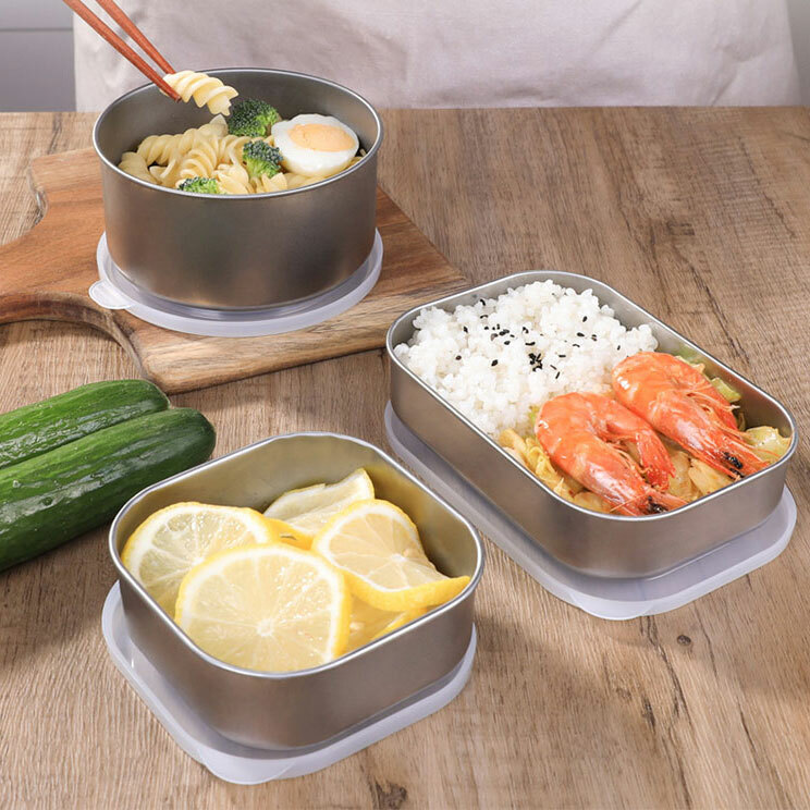 日本製-ECHO不銹鋼附PP蓋保鮮盒-正方型食器--日本圓型餐具--長方型日本保鮮盒