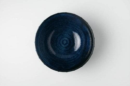 日本製 深條紋Itchkin 蓋飯碗16cm 白色餐具藍瓷器咖啡丼飯碗黑日本食器 (4)
