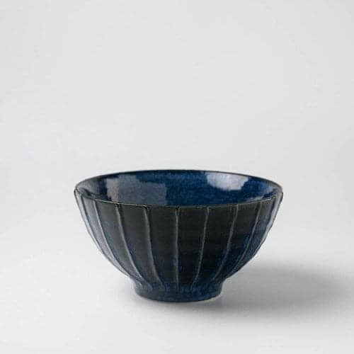 日本製 深條紋Itchkin 蓋飯碗16cm 白色餐具藍瓷器咖啡丼飯碗黑日本食器 (10)
