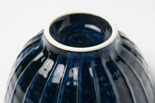 日本製 深條紋Itchkin 蓋飯碗16cm 白色餐具藍瓷器咖啡丼飯碗黑日本食器 (9)