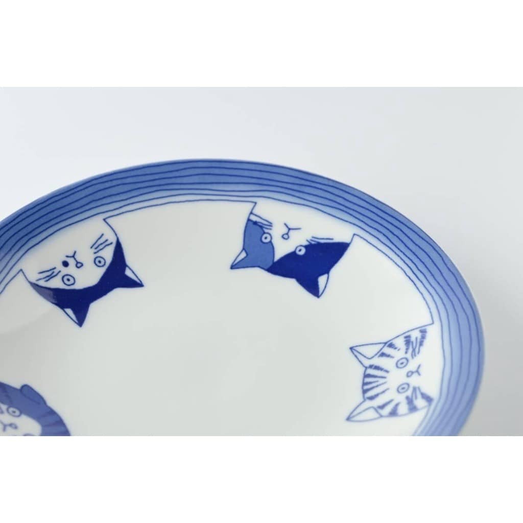 王球餐具日本美濃燒插畫貓咪合集  日本食器餐盤  日本碗  日本餐具小碟(5入) (13)