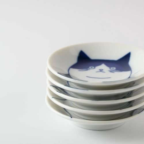 王球餐具日本美濃燒插畫貓咪合集  日本食器餐盤  日本碗  日本餐具小碟(5入) (4)
