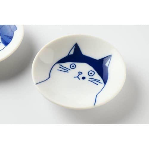 王球餐具日本美濃燒插畫貓咪合集  日本食器餐盤  日本碗  日本餐具小碟(5入) (9)