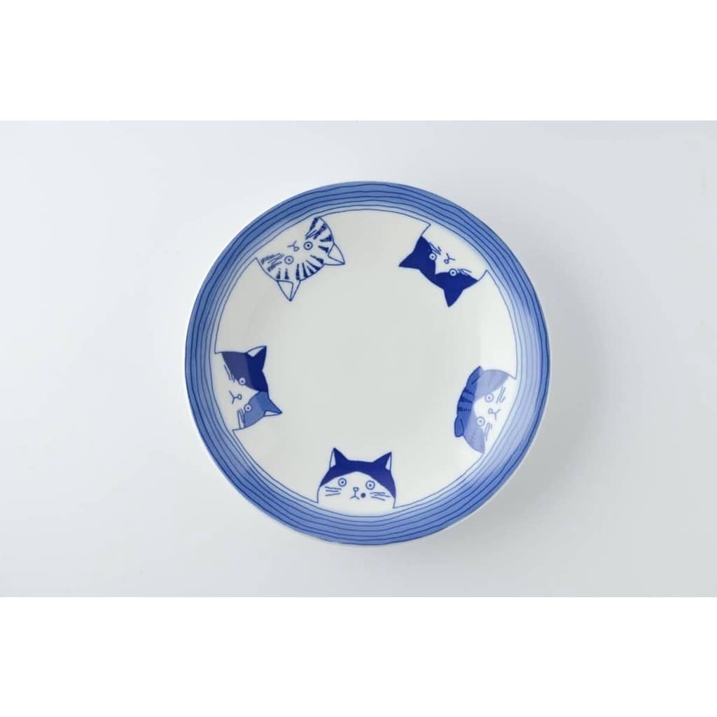王球餐具日本美濃燒插畫貓咪合集  日本食器餐盤  日本碗  日本餐具小碟(5入) (6)