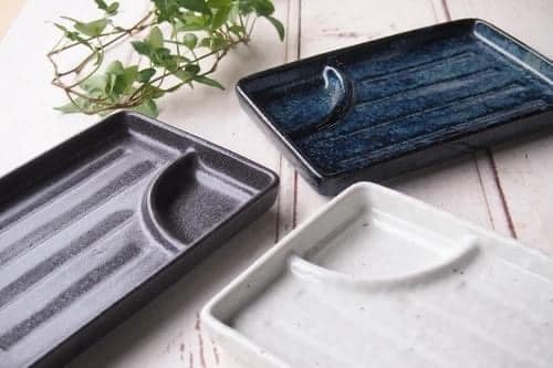 日本製餐盤復古風長方盤 二格盤 燒物盤20.3CM日本餐具 (5)