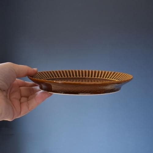 王球餐具日本食器日本製花蝴蝶扇橢圓盤瓷器16.5cm (4)