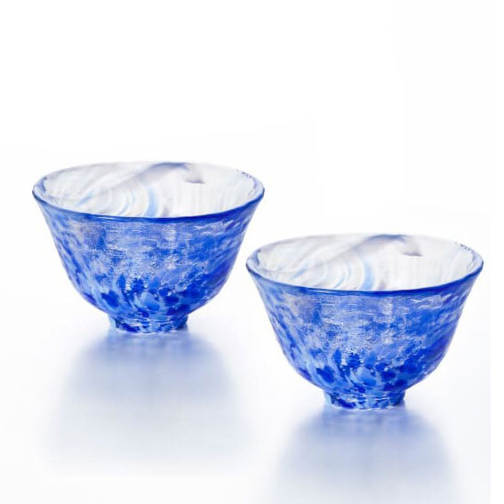 王球餐具日本津輕 職人手作清水藍岩琉璃清酒杯