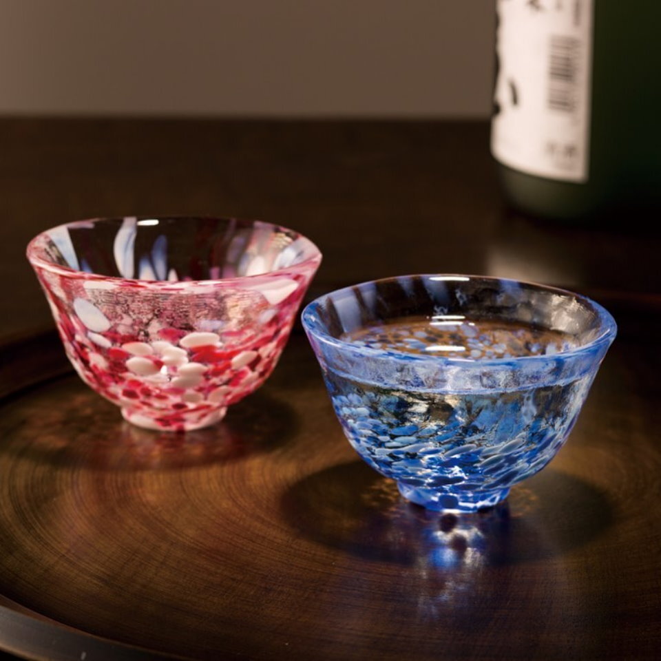 王球餐具日本津輕 職人手作清水藍岩琉璃清酒杯 (3)