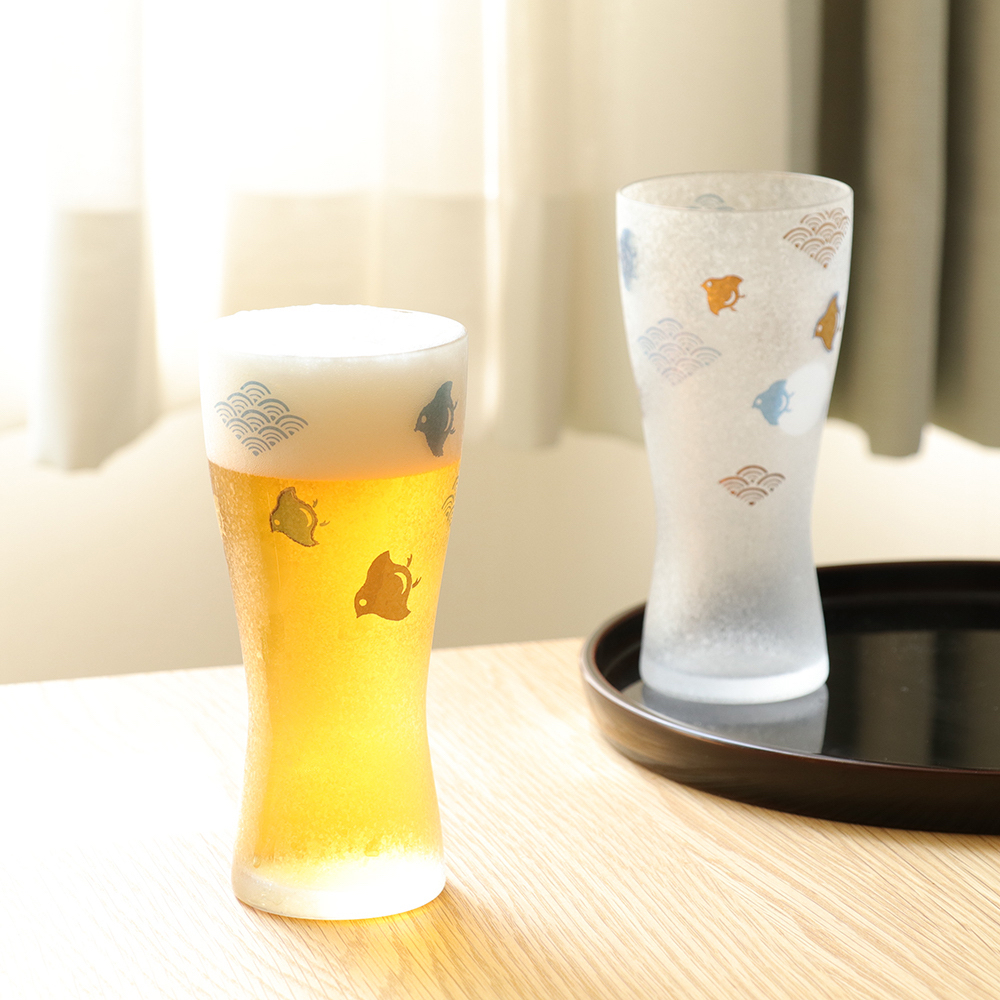 ADERIA 波浪千鳥玻璃啤酒對杯組-310ml2入禮盒組 (5)