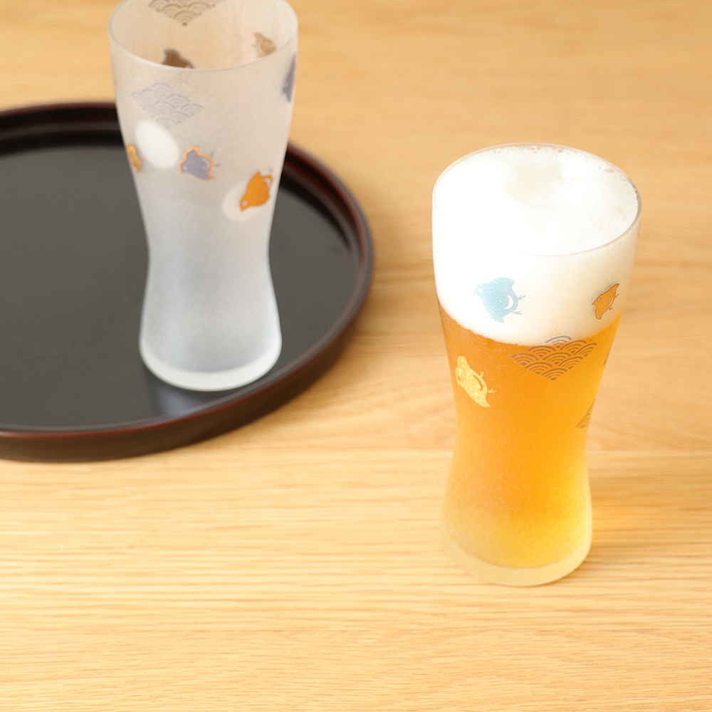 ADERIA 波浪千鳥玻璃啤酒對杯組-310ml2入禮盒組 (4)