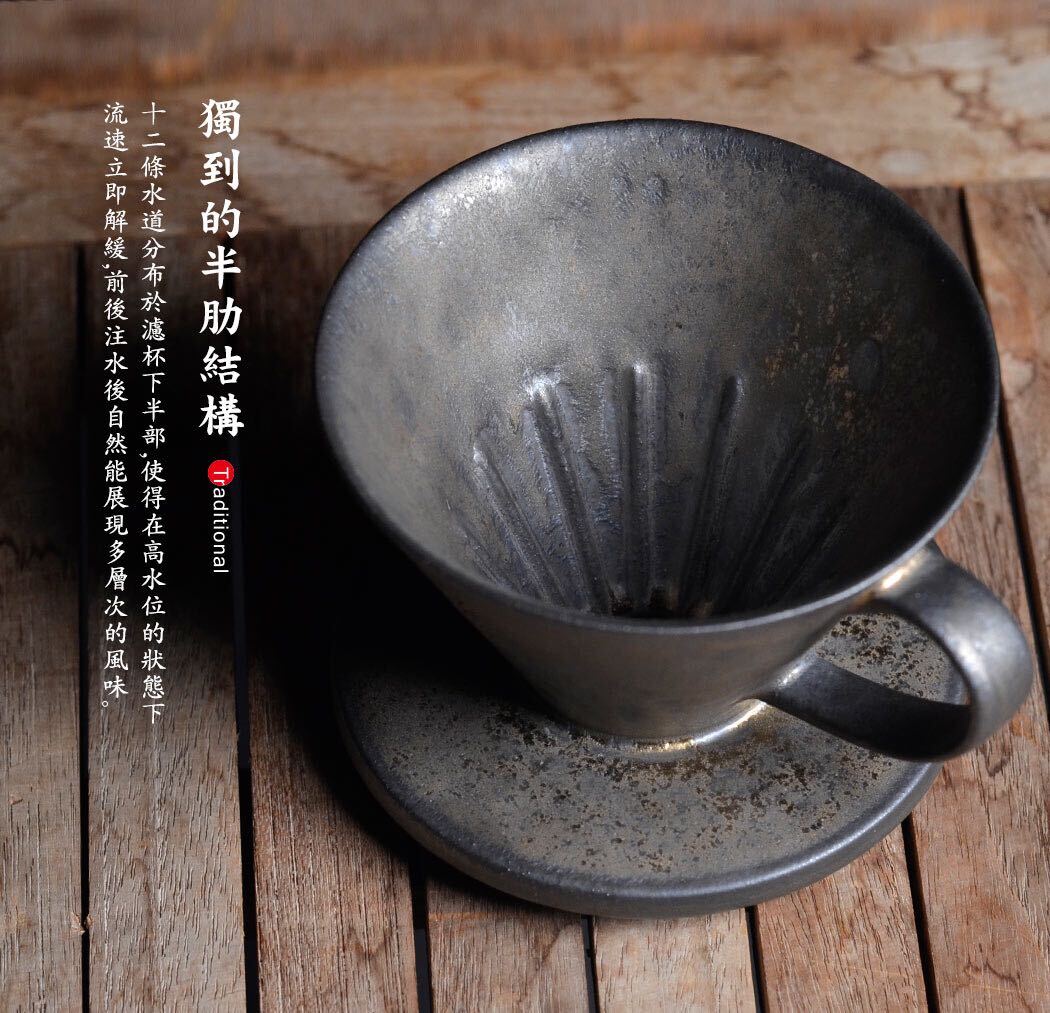 王球餐具台灣製 河野流 文京手作仿古陶瓷濾杯台灣製咖啡