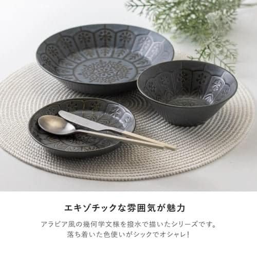 王球餐具日本製美濃燒餐盤蔓藤花紋深盤205瓷器平盤 (18)