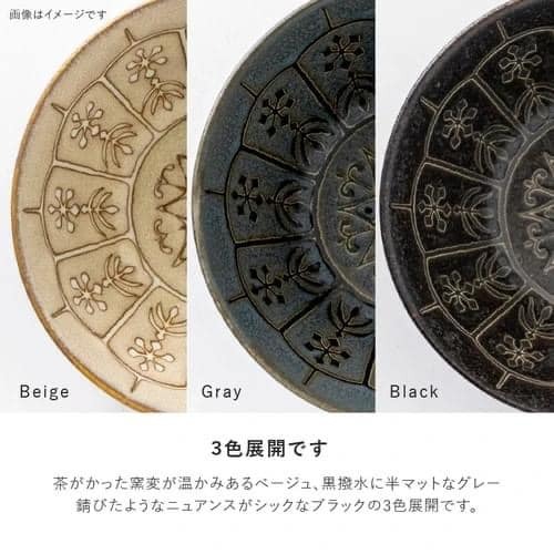 王球餐具日本製美濃燒餐盤蔓藤花紋深盤205瓷器平盤 (20)