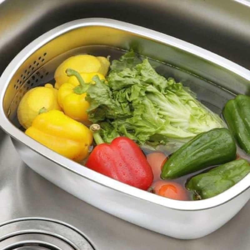 王球餐具日本製下村企販18-8不鏽鋼 小判型洗滌桶 洗菜盆 (7)