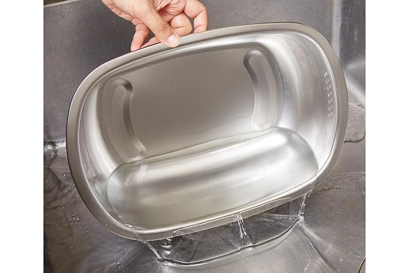 王球餐具日本製下村企販18-8不鏽鋼 小判型洗滌桶 洗菜盆 (8)