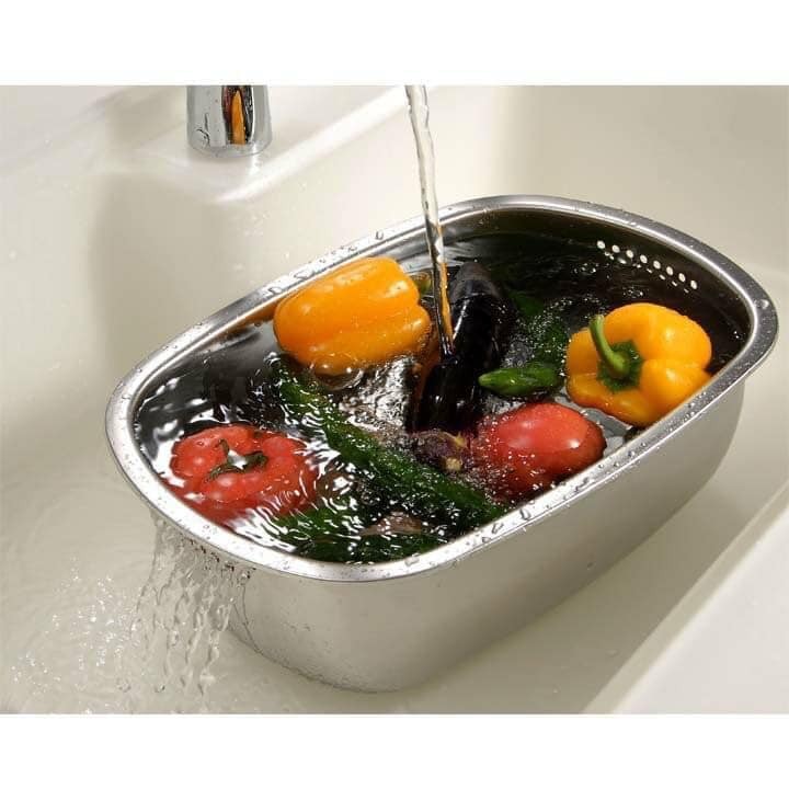 王球餐具日本製下村企販18-8不鏽鋼 小判型洗滌桶 洗菜盆 (9)