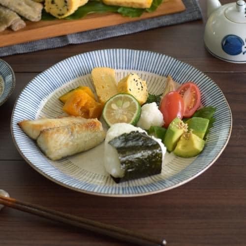 日本製青茶豆草大皿 深缽王球餐具 (2)