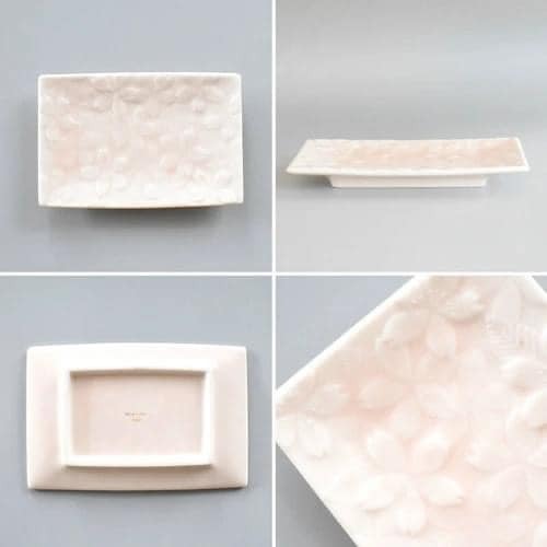 日本製美濃燒櫻花瓷餐盤 圓盤 長方盤王球餐具 (9)