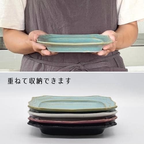 日本製美濃燒四方盤18.1cm日本餐盤王球餐具 (9)