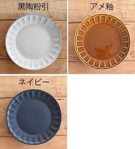 日本製美濃燒粉引平盤23cm餐盤王球餐具 (7)