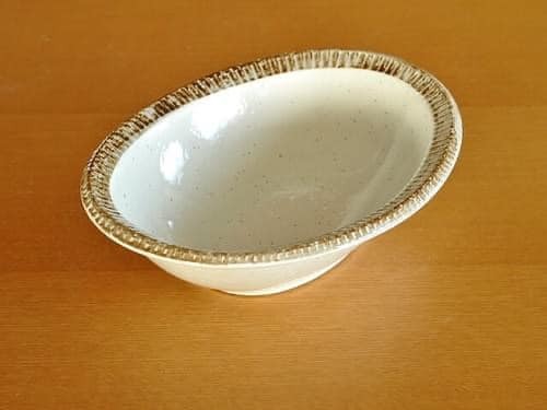 日本餐具義大利麵盤 梨地日本瓷器 美濃燒日本餐盤橢圓深盤22.5cm王球餐具 (2)