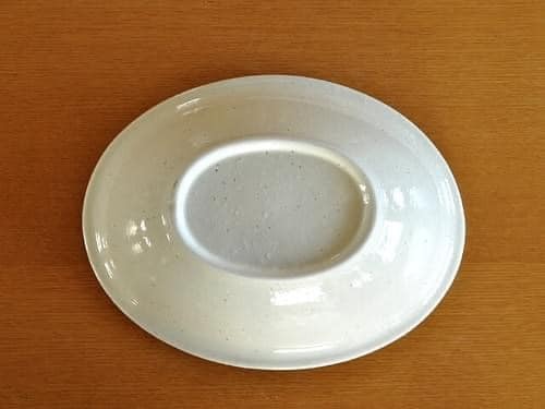 日本餐具義大利麵盤 梨地日本瓷器 美濃燒日本餐盤橢圓深盤22.5cm王球餐具 (4)