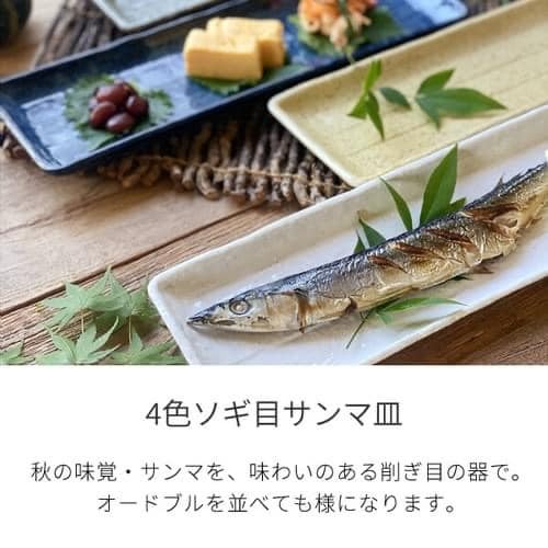 日本餐具 美濃燒4色秋刀魚長盤 日本瓷器 33.5cm 餐盤 王球餐具