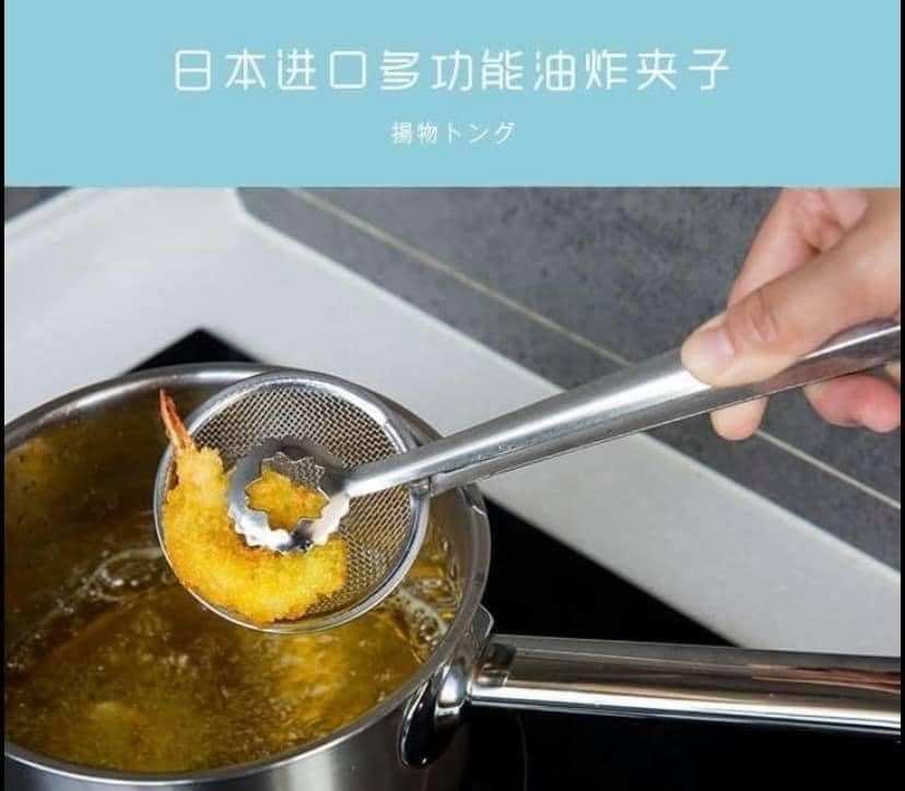 日本製 揚物夾餐具 油炸夾 漏油杓附夾 王球餐具 (3)