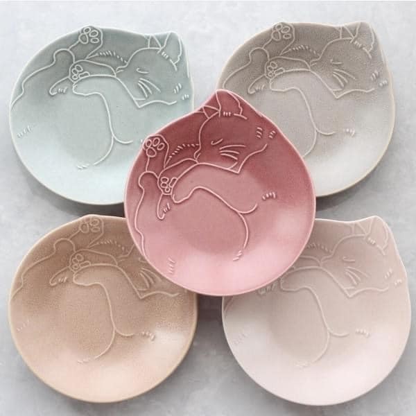 日本食器 美濃燒日本瓷器 妙貓盤16cm 王球餐具 (5)