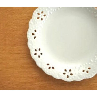日本食器-美濃燒日本瓷器-蕾絲狀鏤空盤子15cm-日本餐盤-王球餐具2(2)