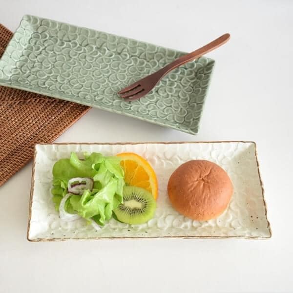 日本瓷器美濃燒餐盤雞蛋花長方盤26.3cm王球餐具 (12)