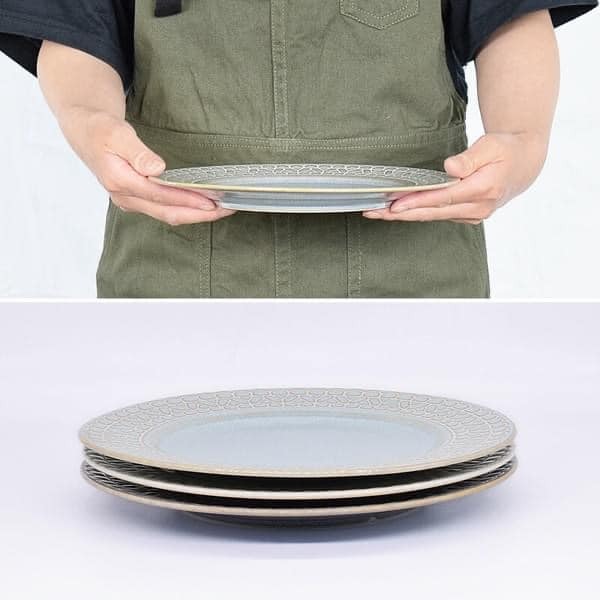 日本美濃燒立體 蕾絲邊餐盤23.6cm王球餐具 (20)
