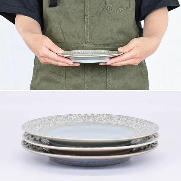 日本美濃燒立體 蕾絲邊餐盤23.6cm王球餐具 (23)