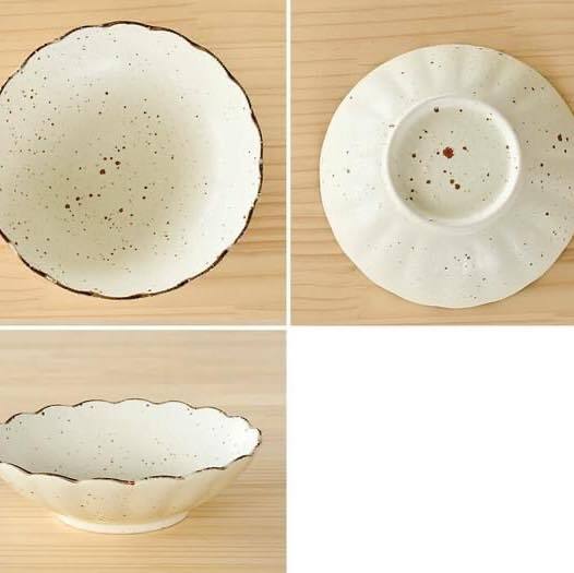 日本食器美濃燒瓷器白妝菊花形深盤 王球餐具