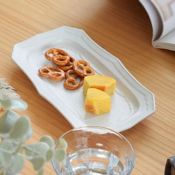 日本餐具 美濃燒瓷盤仿古風 長方餐盤 王球餐具 (3)