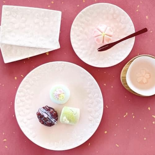日本製美濃燒櫻花瓷餐盤 圓盤 長方盤王球餐具 (16)