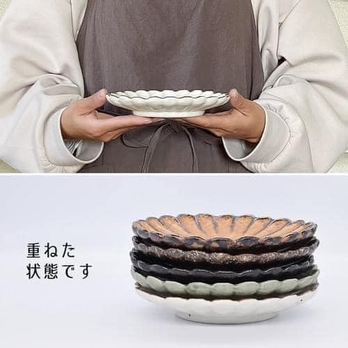 日本餐盤美濃燒瓷盤5色菊花形小盤8.7cm 王球餐具 (25)