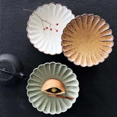 日本餐盤美濃燒瓷盤5色菊花形小盤8.7cm 王球餐具 (7)